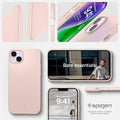 ACS04776 - iPhone 14 Plus Case Thin Fit in pink sand showing the bare essentials