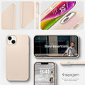 ACS04778 - iPhone 14 Plus Case Thin Fit in sand beige showing the bare essentials