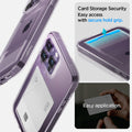 ACS04976 - iPhone 14 Pro Case Crystal Slot in crystal clear showing easy application. Card storage security easy access with secure hold grip.