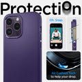 ACS05588 - iPhone 14 Pro Case Mag Armor (MagFit) in deep purple showing protection. Oh snap. Air cushion tech to fight against drops.