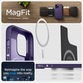 ACS05588 - iPhone 14 Pro Case Mag Armor (MagFit) in deep purple showing magfit. Magfit accessories not included. Reimagine he way you snap into reality.