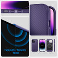 ACS05588 - iPhone 14 Pro Case Mag Armor (MagFit) in deep purple showing sound tunnel tech