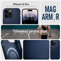 ACS04990 - iPhone 14 Pro Case Mag Armor (MagFit) in navy blue Not compatible with iPhone 14, 14plus, 14 pro max. mag armor. Timeless protection.