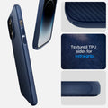 ACS04990 - iPhone 14 Pro Case Mag Armor (MagFit) in navy blue showing textured TPU sides for extra grip.