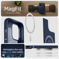 ACS04990 - iPhone 14 Pro Case Mag Armor (MagFit) in navy blue showing magfit. Magfit accessories not included. Reimagine he way you snap into reality.