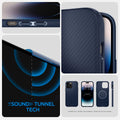 ACS04990 - iPhone 14 Pro Case Mag Armor (MagFit) in navy blue showing sound tunnel tech
