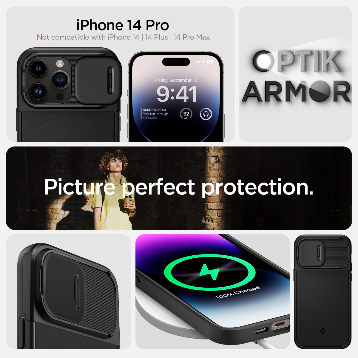 ACS04993 - iPhone 14 Pro Case Optik Armor (MagFit) in black  iPhone 14 pro max. Not compatible with iPhone 14, 14 plus, 14 pro. Optik armor. Picture perfect protection.