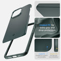 ACS04786 - iPhone 14 Pro Case Thin Fit in abyss green showing the coated PC for extra grip and drop protection