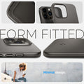 ACS04782 - iPhone 14 Pro Case Thin Fit in gunmetal showing the form fitted, minimal design