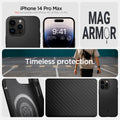 ACS04844 - iPhone 14 Pro Max Case Mag Armor (MagFit) in matte black Not compatible with iPhone 14, 14plus, 14 pro. mag armor. Timeless protection.