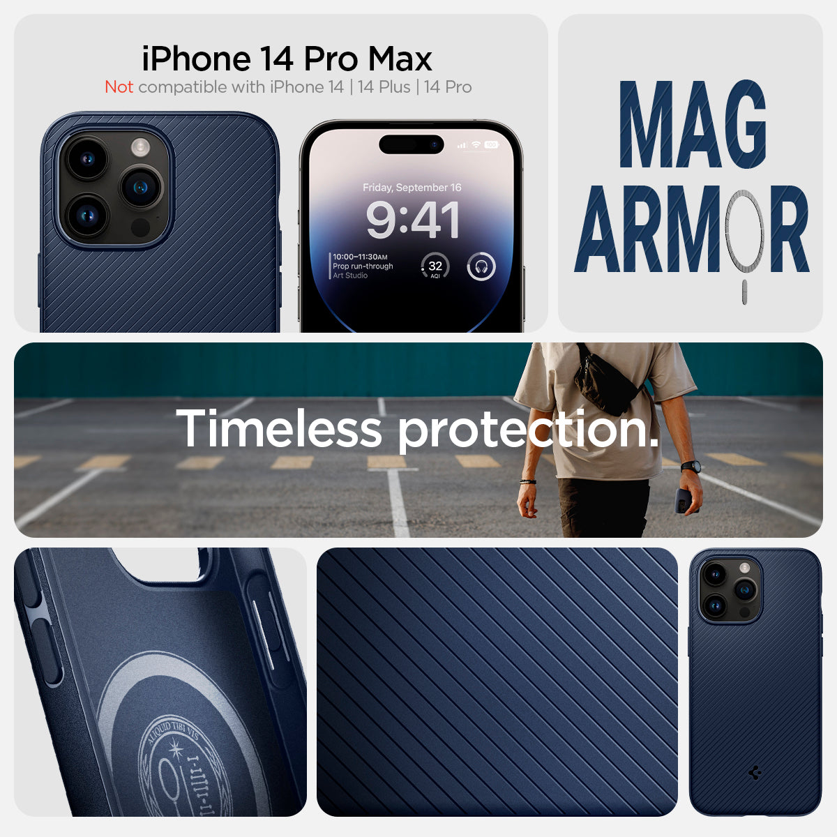 ACS04845 - iPhone 14 Pro Max Case Mag Armor (MagFit) Not compatible with iPhone 14, 14plus, 14 pro. mag armor. Timeless protection.