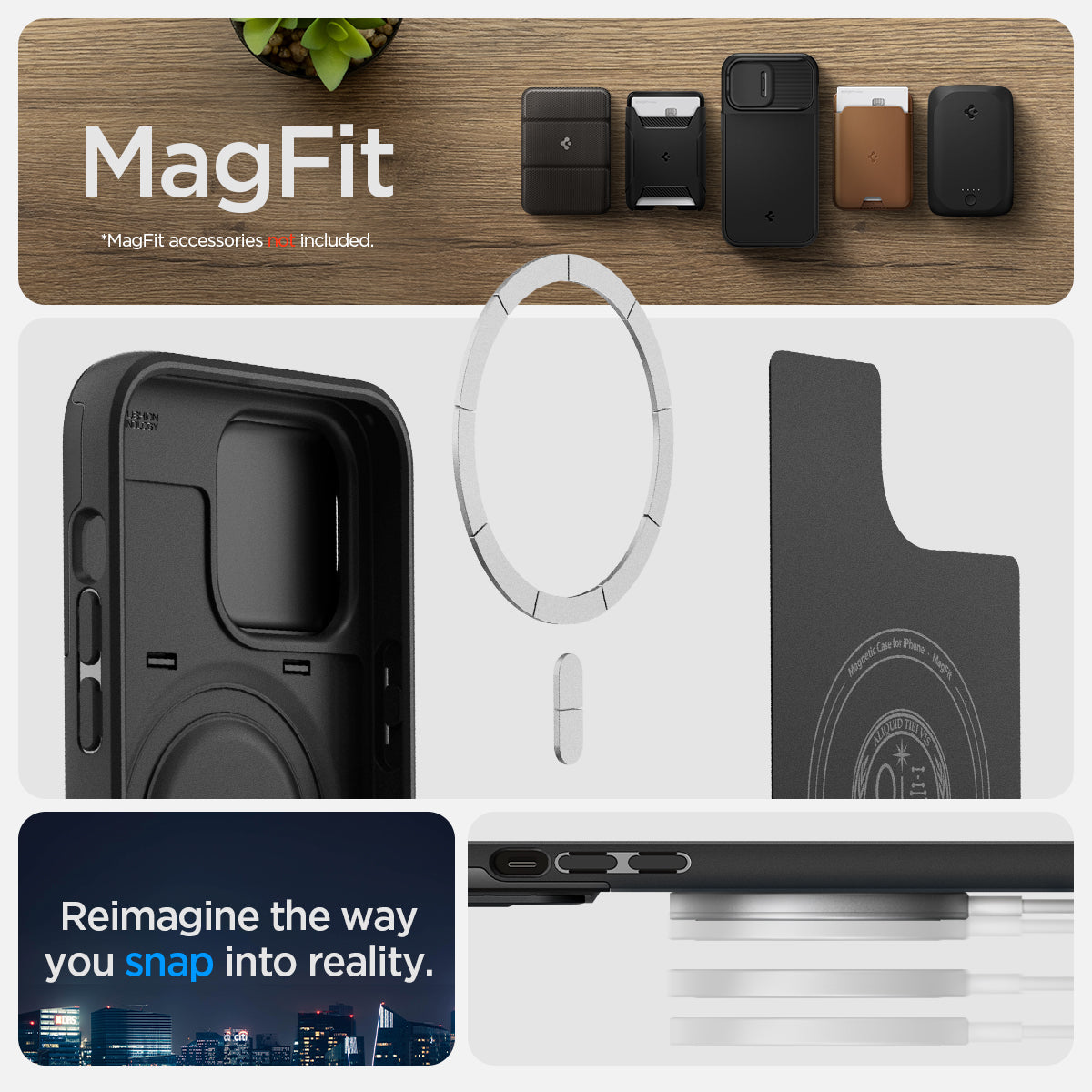 ACS04848 - iPhone 14 Pro Max Case Optik Armor (MagFit) in black showing magfit. Reimagine the way you snap into reality.