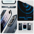 ACS04768 - iPhone 14 Pro Max Case Thin Fit in metal slate showing the sound tunnel tech