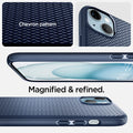 ACS06816 - iPhone 15 Case Mag Armor (MagFit) in navy blue  chevron pattern. Magnified and refined.