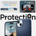 ACS06816 - iPhone 15 Case Mag Armor (MagFit) in navy blue raised edges prevent surface scratches on the camera and screen