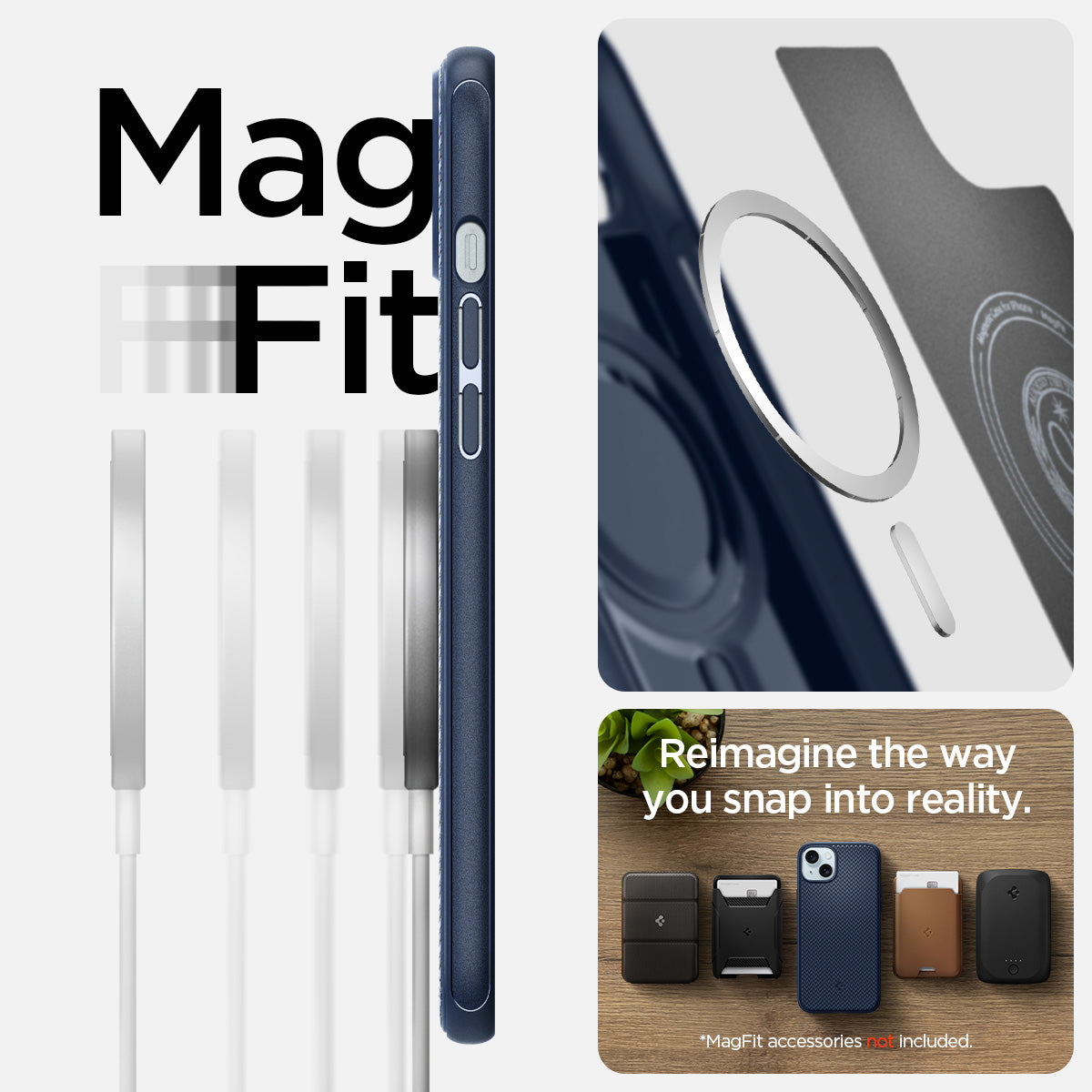 ACS06816 - iPhone 15 Case Mag Armor (MagFit) in navy blue magfit. reimagine the way you snap into reality.