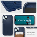 ACS06816 - iPhone 15 Case Mag Armor (MagFit) in navy blue classic style. showing side and back.