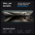 ACS06706 - iPhone 15 Pro Case Liquid Air in abyss green showing the slim, yet durable. Just the right amount of added depth for optimal slimness. Spigen's thinnest case with all the right components for protection. 26x drop amount, 48