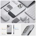 ACS06748 - iPhone 15 Pro Case Style Armor (MagFit) in classic silver PC 1 satin silver, PC 2 dark gray, TPU dark gray.