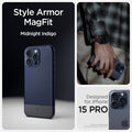 ACS06747 - iPhone 15 Pro Case Style Armor (MagFit) in midnight indigo style armor magfit. rose gold. Designed for iPhone 15 pro.