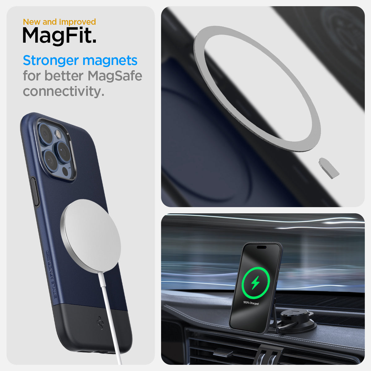ACS06747 - iPhone 15 Pro Case Style Armor (MagFit) in midnight indigo new and improved magfit. stronger magnets for better magsafe connectivity.