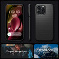 ACS06562 - iPhone 15 Pro Max Case Liquid Air in matte black showing the different angles. do you. we got you.