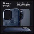 ACS06598 - iPhone 15 Pro Max Case Mag Armor (MagFit) in navy blue timeless design. Sleek and slim with a new chevron pattern for modern aesthetics.