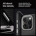 ACS07045 - iPhone 15 Pro Case Enzo Aramid (MagFit) in matte black  all about the details. acute attention to detail with anodized aluminum accents.