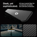 ACS07044 - iPhone 15 Pro Max Case Enzo Aramid (MagFit) in matte black sleek, yet sophisticated. All new aramid fiber for unmatched durability and ultimate protection. sleek and unique design.