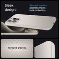 ACS07212 - iPhone 15 Pro Max Case Liquid Air in Natural Titanium sleek design. Slim and modern aesthetic meets total protection with textured grooves