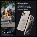 ACS07211 - iPhone 15 Pro Max Case Ultra Hybrid Zero One (MagFit) in Zero One Natural Titanium all day protection. Airbag like corners for protection against everyday drops.