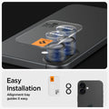 AGL07921 - iPhone 16 Plus / iPhone 16 Optik Pro EZ Fit Lens Protector in Black showing the easy installation. Alignment tray guides it easy