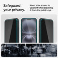 AGL06905 - iPhone 16 GLAS.tR EZ Fit Privacy showing how to safeguard your privacy. Keep you screen to yourself while blocking it from the public eye