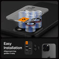 AGL05217 - iPhone 16 Pro / 16 Pro Max Optik Pro Lens Protector L-series showing the easy installation. Alignment tray guides it easy