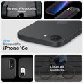 ACS09161 - iPhone 16e Case Liquid Air in Matte Black showing the all new design for iPhone 16e. Liquid Air go with the flow