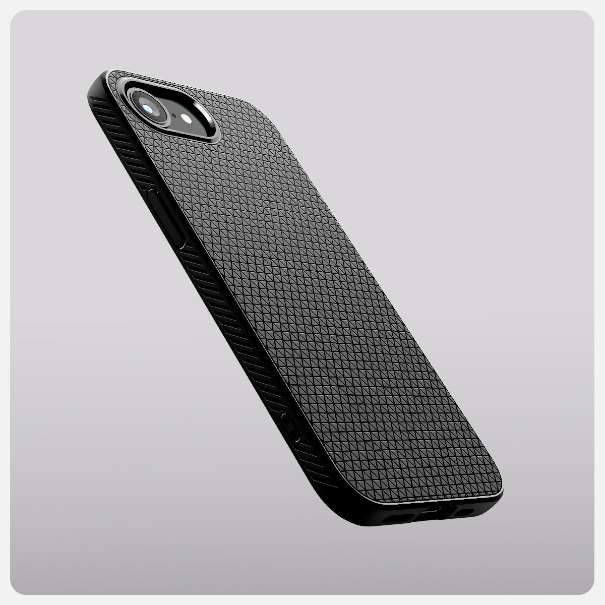 ACS09161 - iPhone 16e Case Liquid Air in Matte Black showing the back, partial side and bottom