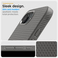 ACS09532 - iPhone 16e Case Liquid Air in Marble Gray showing the textured grooves. Sleek design. Slim and modern aesthetic modern aesthetic meets total protection