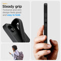 ACS09151 - iPhone 16e Case Liquid Air (MagFit) in Matte Black showing the steady grip feature. Textured and slim design feels good and easy to hold