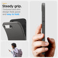 ACS09532 - iPhone 16e Case Liquid Air in Marble Gray showing the steady grip. Textured and slim design feels good and easy to hold