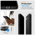 ACS09151 - iPhone 16e Case Liquid Air (MagFit) in Matte Black showing the all-around protection. Raised edges with just the right amount of slimness