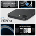 ACS09152 - iPhone 16e Case Rugged Armor (MagFit) in Matte Black showing the all new design for iPhone 16e with air cushion technology and MagFit compatible