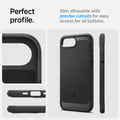 ACS09152 - iPhone 16e Case Rugged Armor (MagFit) in Matte Black showing the perfect profile. Slim silhouette with precise cutouts for easy access for all buttons