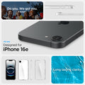 ACS09160 - iPhone 16e Case Ultra Hybrid in Crystal Clear showing the all new design for iPhone 16e with long lasting clarity