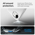 ACS09160 - iPhone 16e Case Ultra Hybrid in Crystal Clear showing the all around protection. Guard your iPhone from daily drops and scratches with total coverage with Air Cushion Technology
