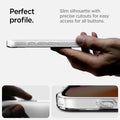 ACS09140 - iPhone 16e Case Ultra Hybrid (MagFit) in Carbon Fiber showing the perfect profile. Slim silhouette with precise cutouts for easy access for all buttons