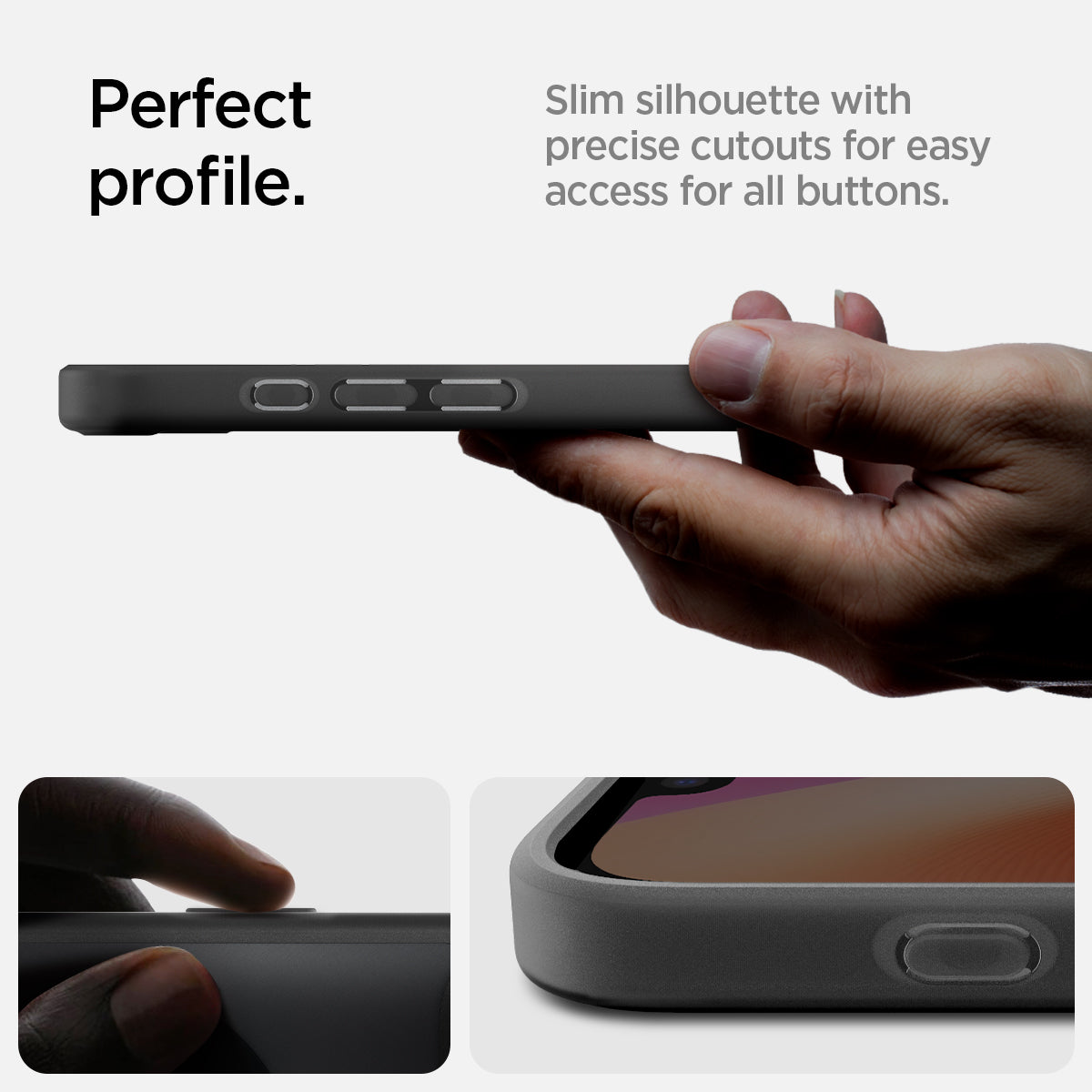 ACS09146 - iPhone 17e Case Ultra Hybrid Classic (MagFit) in Classic Black showing the perfect profile. Slim silhouette with precise cutouts for easy access for all buttons