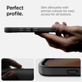 ACS09144 - iPhone 16e Case Ultra Hybrid (MagFit) in Frost Black showing the perfect profile. Slim silhouette with precise cutouts for easy access for all buttons