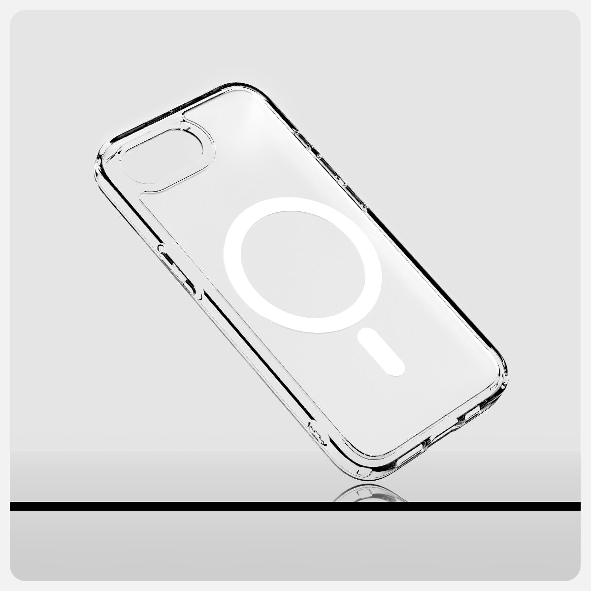 ACS09145 - iPhone 16e Case Ultra Hybrid (MagFit) in Frost White showing the back, partial side and bottom