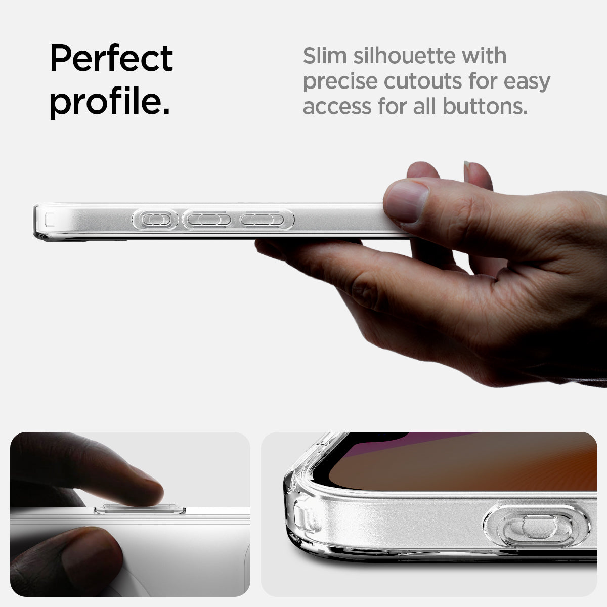 ACS09145 - iPhone 16e Case Ultra Hybrid (MagFit) in Frost White showing the perfect profile. Slim silhouette with precise cutouts for easy access for all buttons