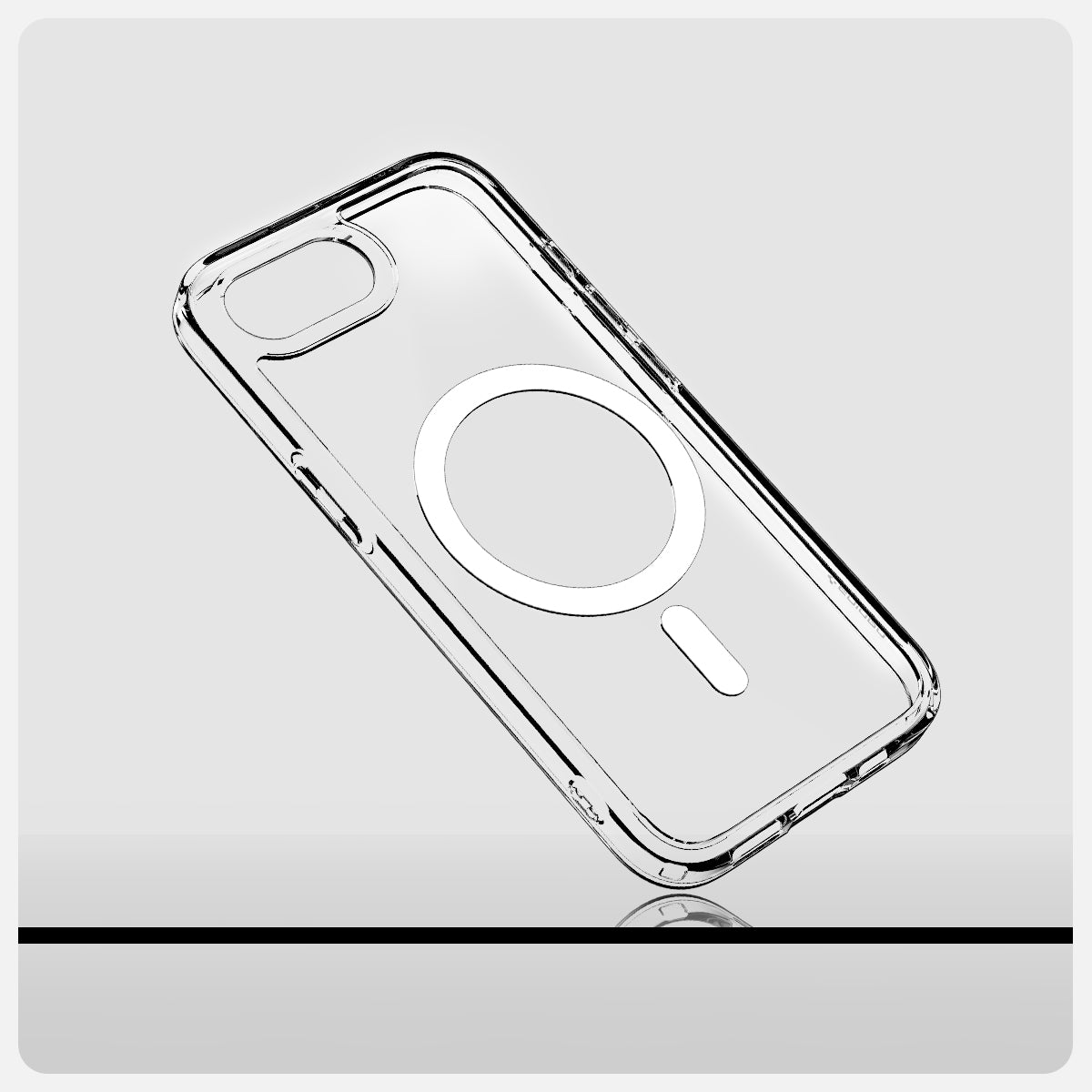 ACS09139 - iPhone 16e Case Ultra Hybrid (MagFit) in Clear White showing the back, partial side and bottom